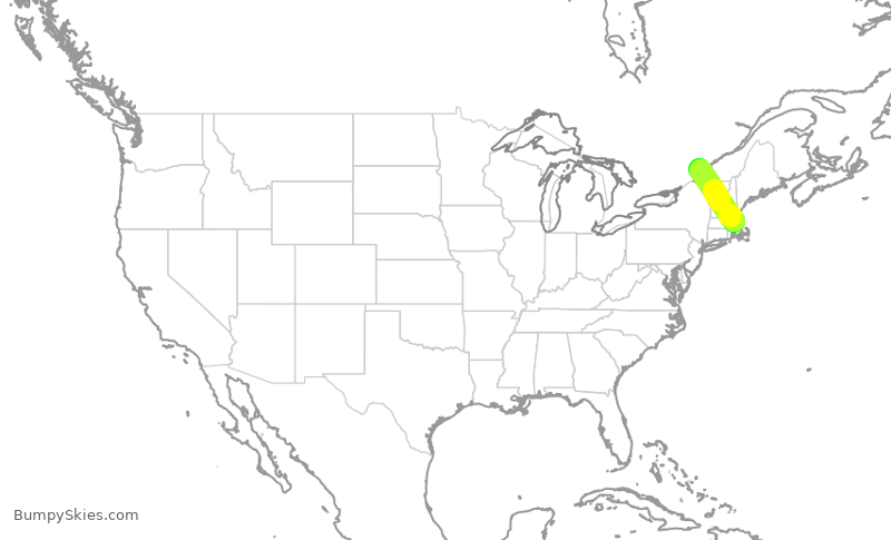 Turbulence forecast map for JBU8452, BOS to YMX