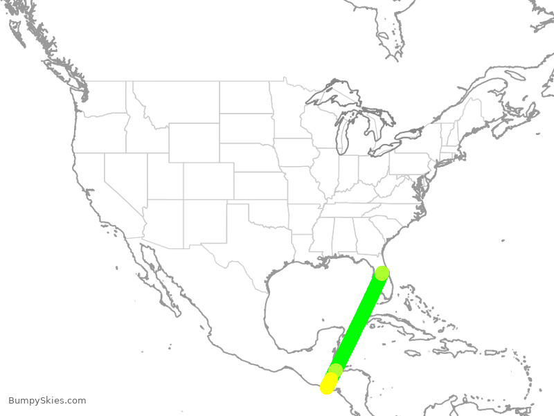 Turbulence forecast map for JBU8453, MCO to SAL