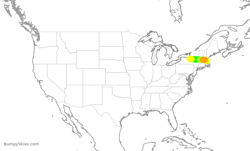 Turbulence forecast map for JBU845, BOS to SYR