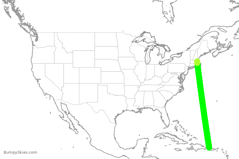 Turbulence forecast map for JBU8550, BQN to BOS