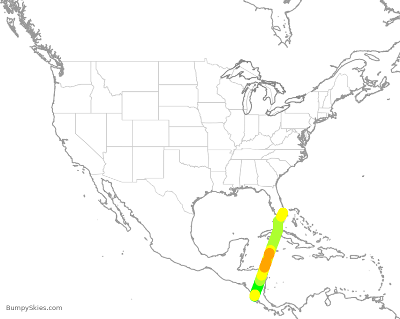 Turbulence forecast map for JBU8557, FLL to LIR