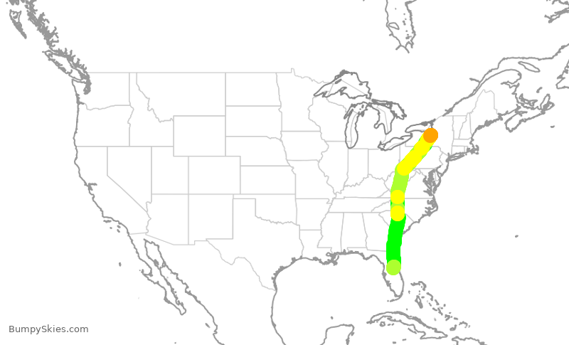 Turbulence forecast map for JBU855, SYR to MCO