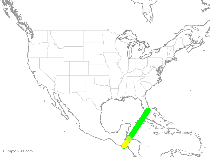 Turbulence forecast map for JBU8581, FLL to SAL