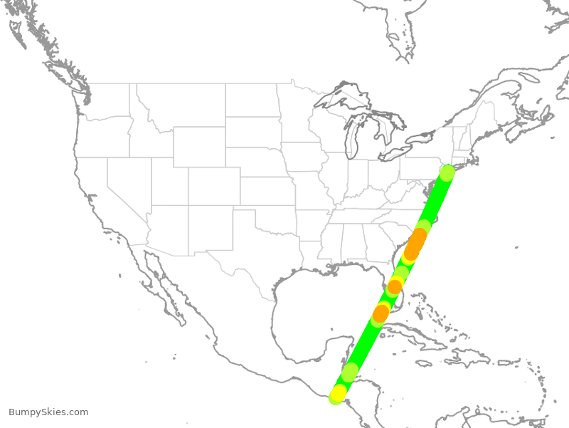 Turbulence forecast map for JBU8583, SAL to JFK