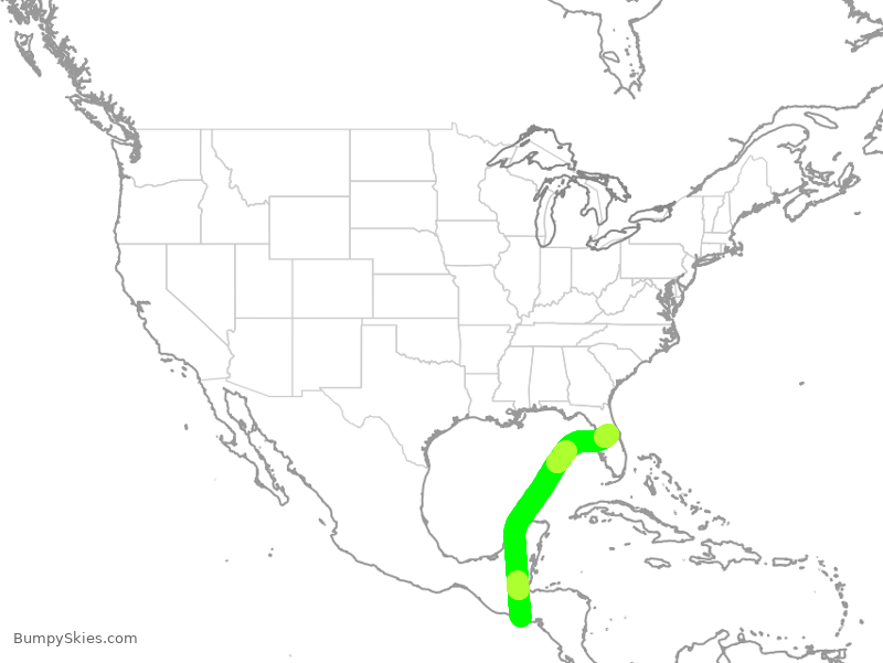 Turbulence forecast map for JBU8584, SAL to MCO