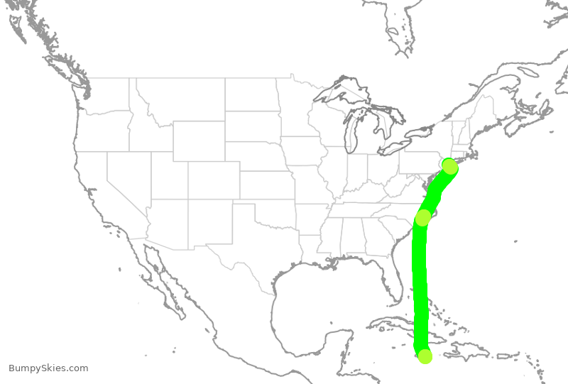 Turbulence forecast map for JBU859, JFK to KIN