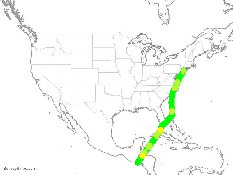 Turbulence forecast map for JBU8602, SAL to JFK