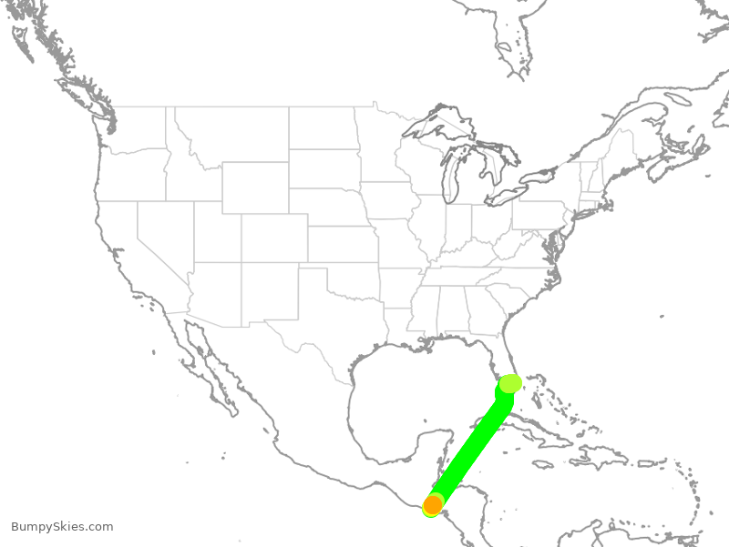 Turbulence forecast map for JBU8614, SAL to FLL