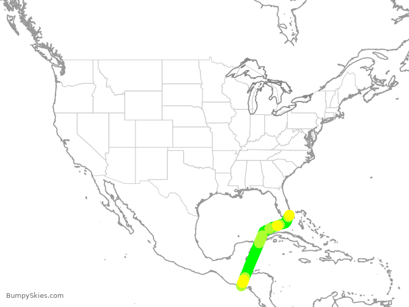 Turbulence forecast map for JBU8615, FLL to SAL