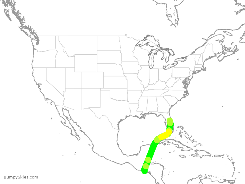 Turbulence forecast map for JBU8622, SAL to MCO