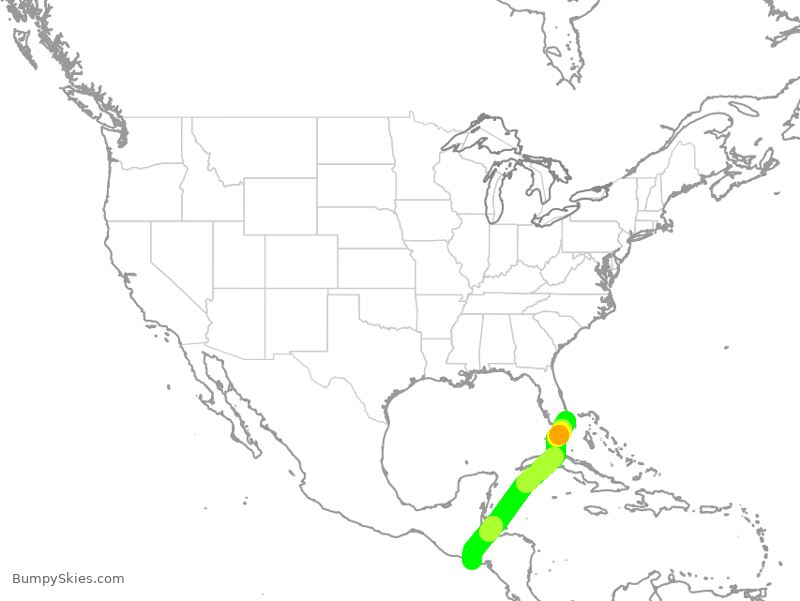 Turbulence forecast map for JBU8623, FLL to SAL