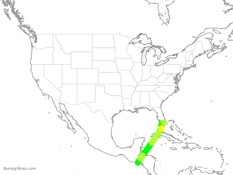 Turbulence forecast map for JBU8624, SAL to FLL
