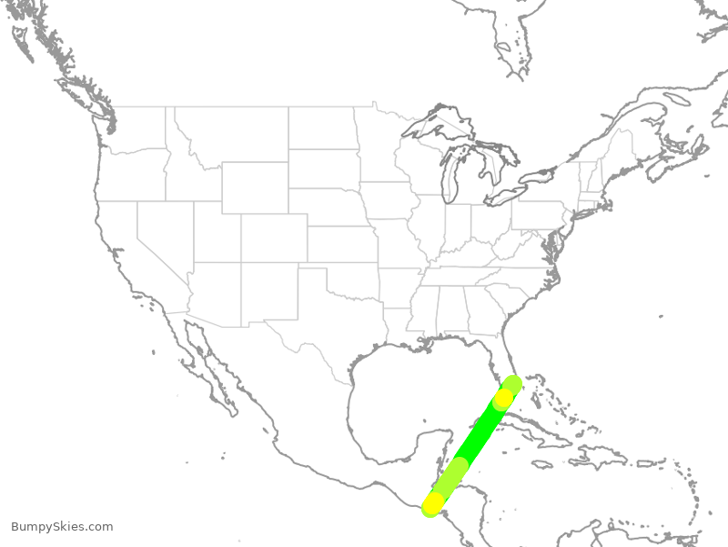 Turbulence forecast map for JBU8626, SAL to FLL