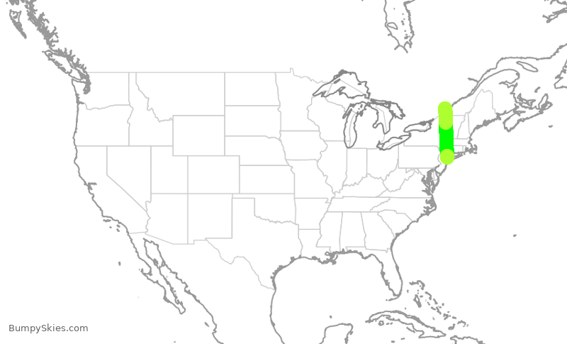 Turbulence forecast map for JBU8629, YMX to JFK
