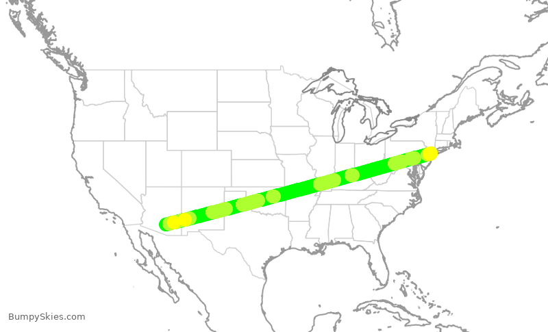 Turbulence forecast map for JBU8642, MZJ to JFK