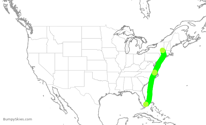 Turbulence forecast map for JBU87, FLL to ALB
