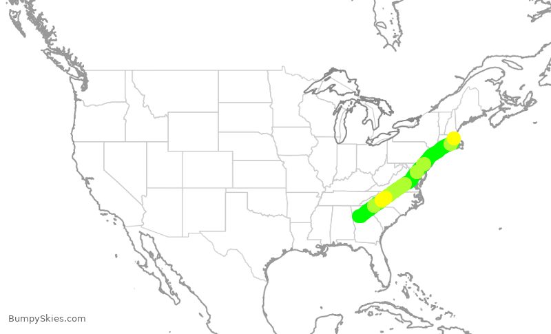 Turbulence forecast map for JBU896, ATL to BOS