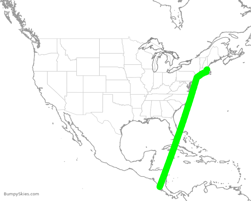Turbulence forecast map for JBU898, RLB to BOS