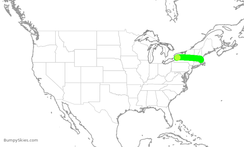 Turbulence forecast map for JBU915, BOS to BUF