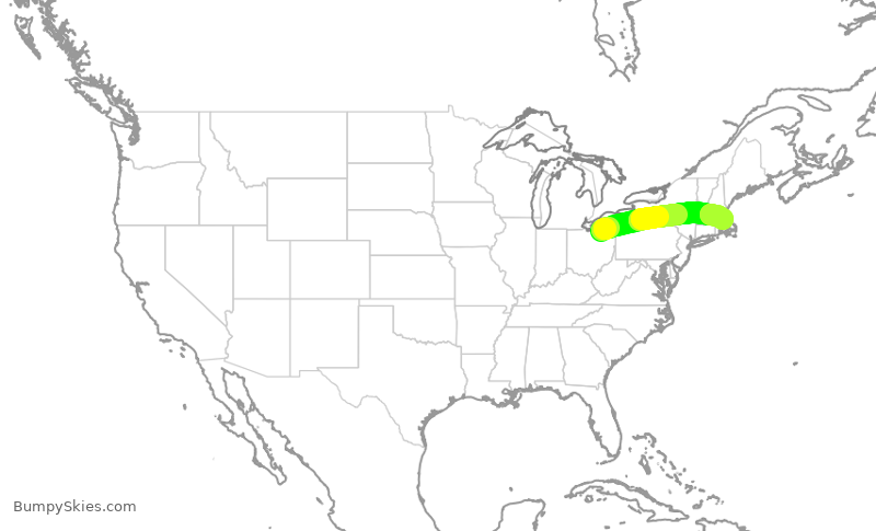 Turbulence forecast map for JBU940, CLE to BOS