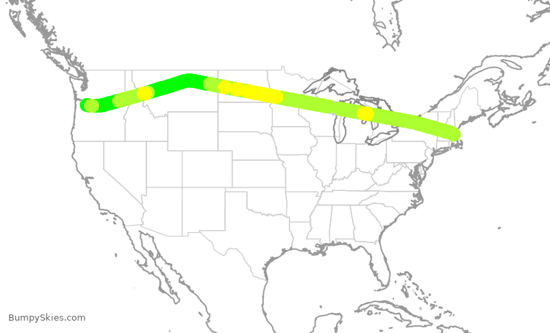 Turbulence forecast map for JBU95, BOS to PDX