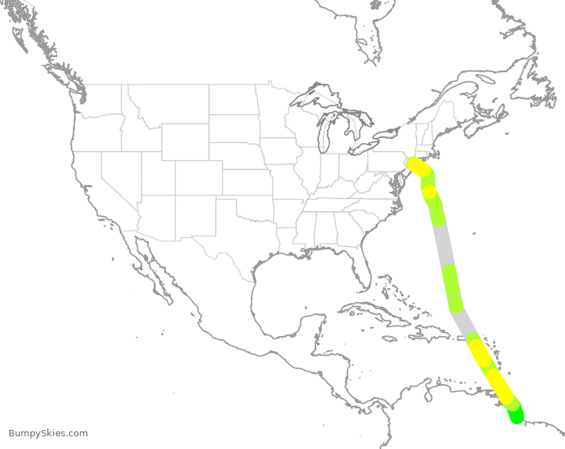 Turbulence forecast map for JBU965, JFK to YCJ