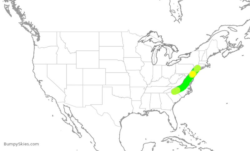 Turbulence forecast map for JIA5016, CLT to HPN