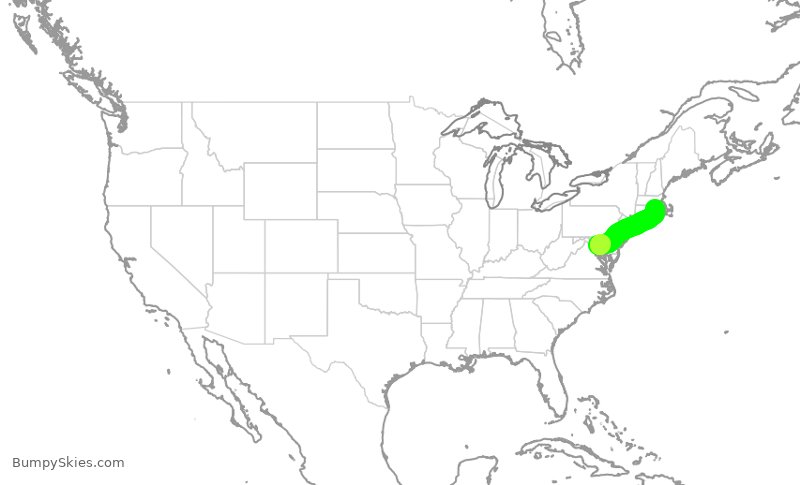 Turbulence forecast map for JIA5017, DCA to PVD