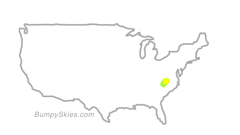 Map of continental US with illustrated flight path and turbulence forecast (described in text below)