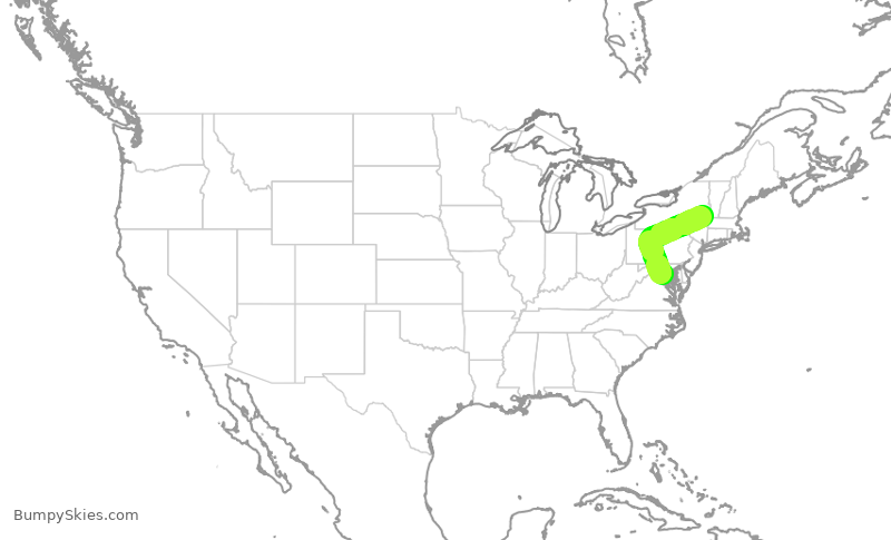 Turbulence forecast map for JIA5032, DCA to ALB
