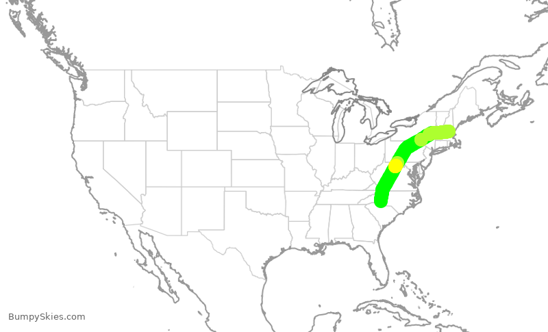 Turbulence forecast map for JIA5035, CLT to MHT
