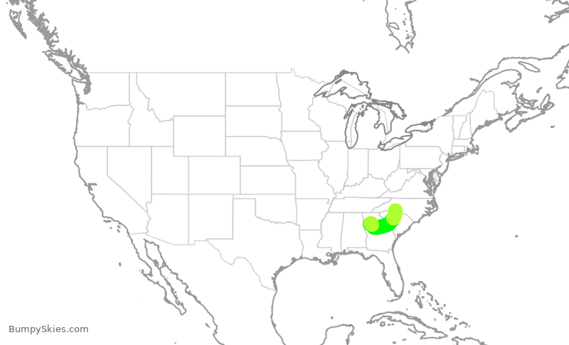 Turbulence forecast map for JIA5040, CLT to ATL