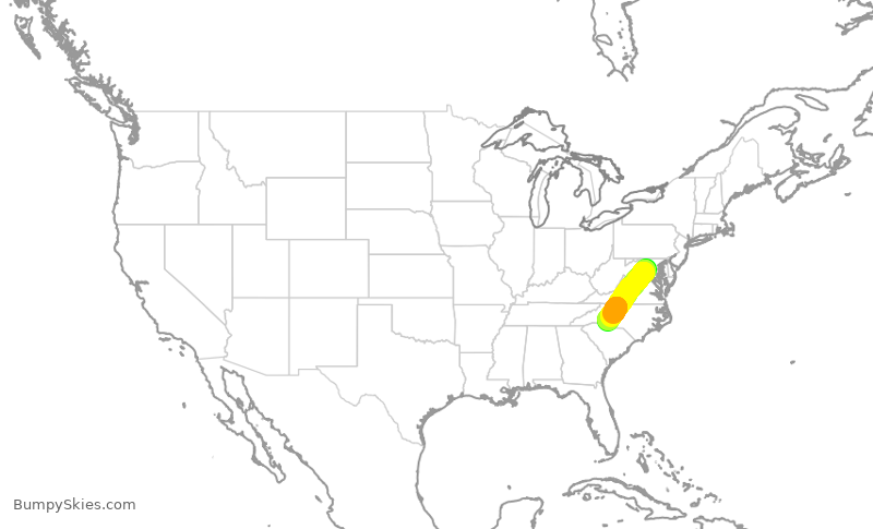 Turbulence forecast map for JIA5041, IAD to CLT