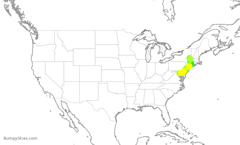 Turbulence forecast map for JIA5048, DCA to ALB