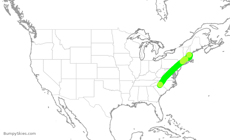Turbulence forecast map for JIA5057, MHT to CLT