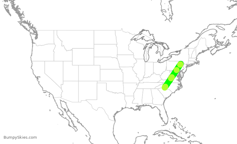 Turbulence forecast map for JIA5058, AVP to CLT