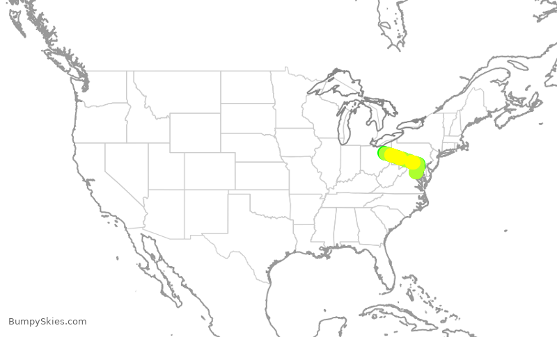Turbulence forecast map for JIA5062, CAK to DCA