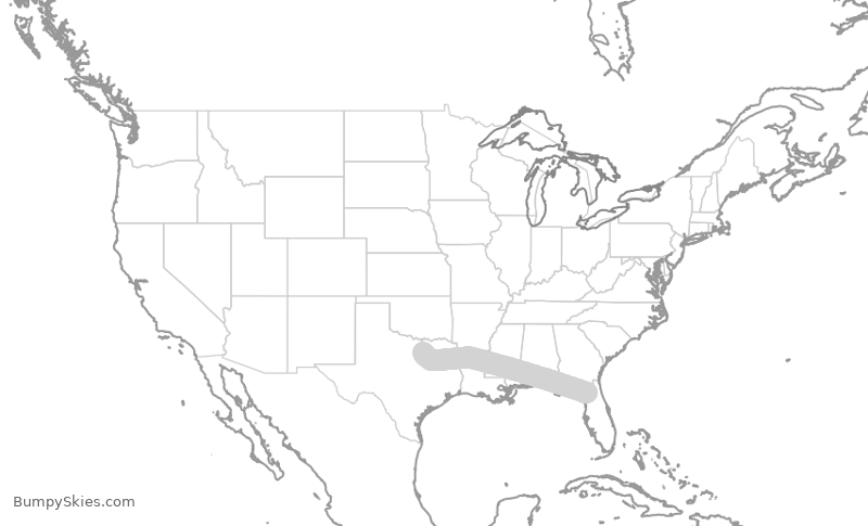 Turbulence forecast map for JIA5077, GNV to DFW
