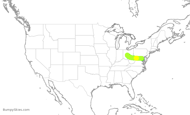 Turbulence forecast map for JIA5089, DCA to CMH