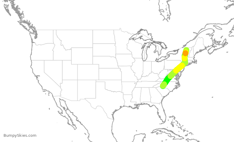 Turbulence forecast map for JIA5094, BTV to CLT
