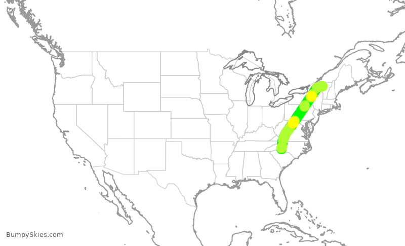 Turbulence forecast map for JIA5094, CLT to BTV