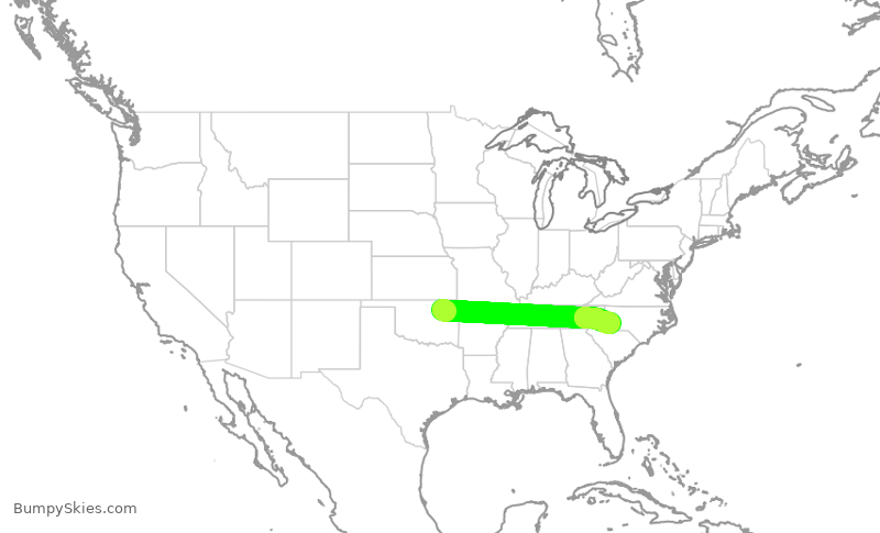 Turbulence forecast map for JIA5094, TUL to CLT