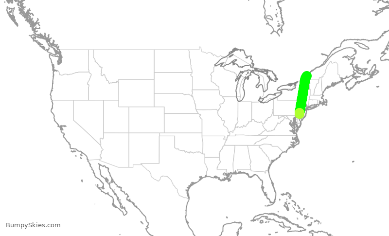 Turbulence forecast map for JIA5102, YUL to PHL