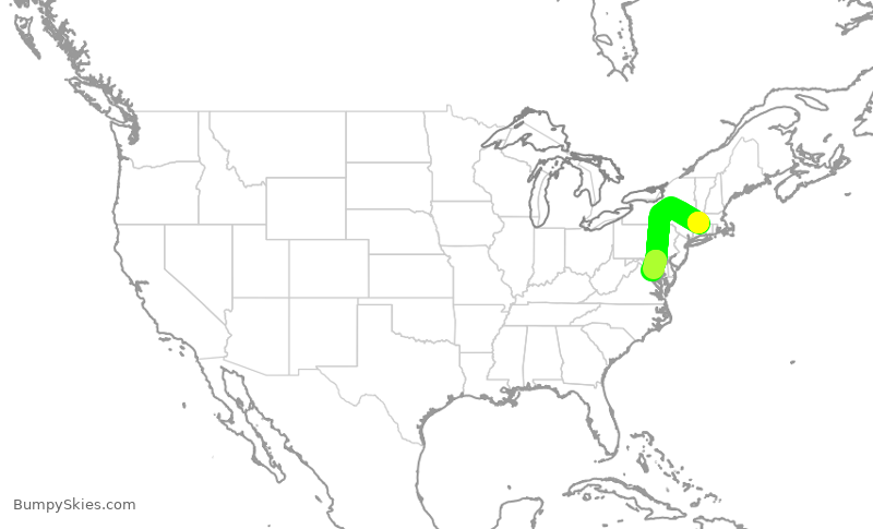 Turbulence forecast map for JIA5103, BDL to DCA