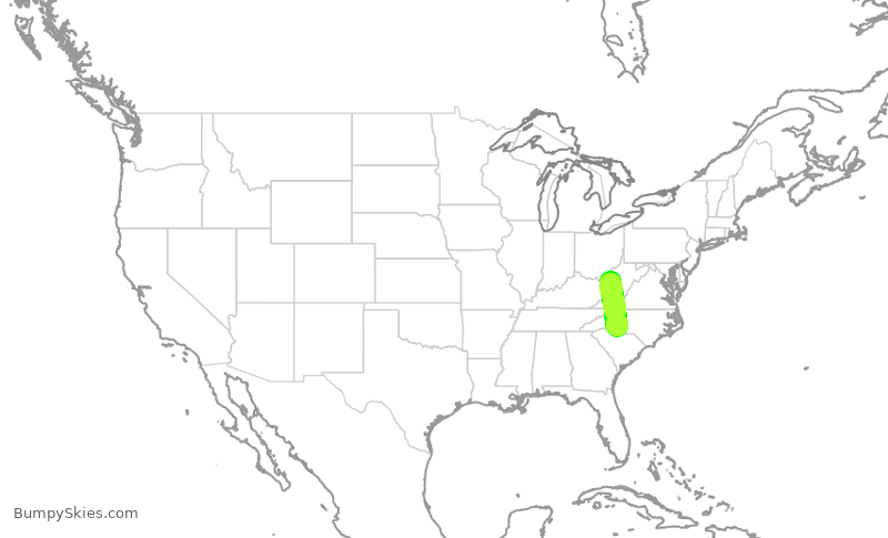 Turbulence forecast map for JIA5105, CLT to CRW
