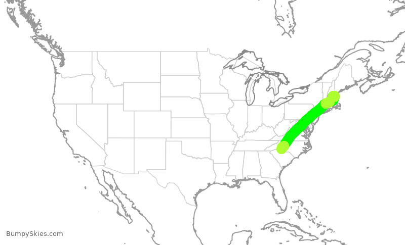 Turbulence forecast map for JIA5120, MHT to CLT
