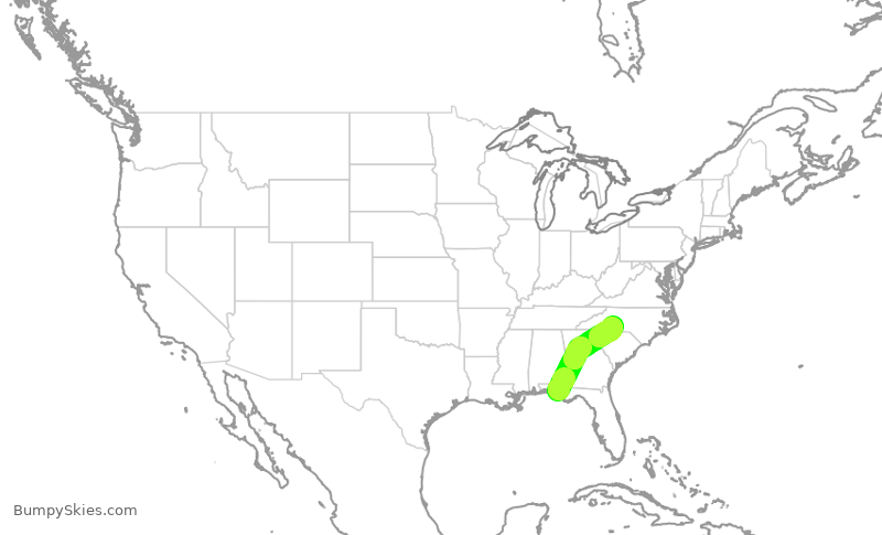 Turbulence forecast map for JIA5126, ECP to CLT