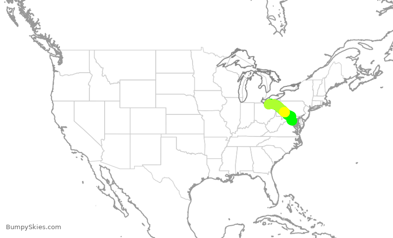 Turbulence forecast map for JIA5127, DCA to CLE