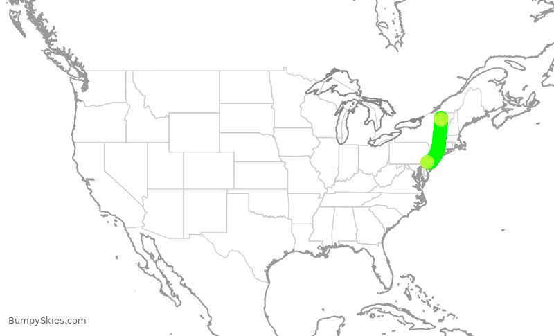 Turbulence forecast map for JIA5127, PHL to BTV