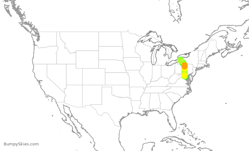 Turbulence forecast map for JIA5129, DCA to BUF